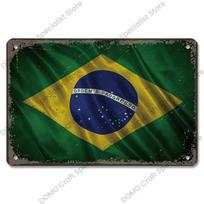 Brazilijos kelionių plakatas Šalies vėliava Metalinės skardinės lentelės Retro karnavalo vakarėlis Metalinė plokštė Sienų dekoras Barui, Pub'ui, Klubui, Namams 20x30cm（7.8x11.8inch）
