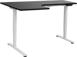 Beliani Elektra reguliuojamas kampinis stalas DESTINES Juodas/ balta 160 cm 109 cm Kairiarankiams