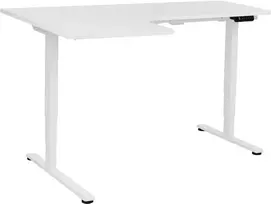 Beliani elektra reguliuojamas kampinis rašomasis stalas DESTINES Baltas 160 cm 109 cm, kairinis