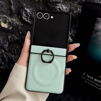 Skin ring leather Case for Samsung Galaxy Z Flip 7 6 5 Fold business Fashion for Magsafe wireless charging Protective cover For Z Flip 6