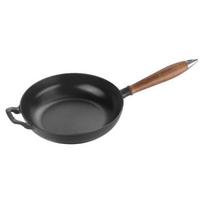STAUB - Poêle en Fonte, 24 cm, Manche en Bois, Noir