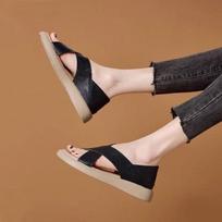 Summer bag heel Roman sandals new soft-soled lazy flat shoes two wear cool slippers 35 juoda