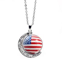 FIFA World Cup Flag Football Necklace Women's Versatile Creative Rotating Moon Pendant Sweater Chain