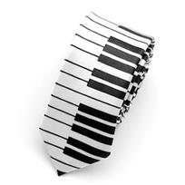Slim Men Keyboard Black & White Music Tie Necktie Casual Tie juoda balta spalva