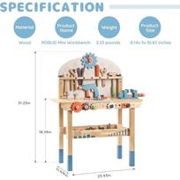 Robotime Kids Tool Bench Set  Large Wooden Work Bench Construction Toys 41 Pieces Kid Toys Tool Set  for Boys Girls Age 3+