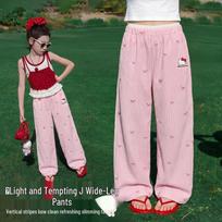Hello Kitty Girls' Wide-Leg Casual Sport Pants 110 rožinė