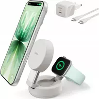 Belkin UltraCharge Pro magnetinis 2-in-1 Qi2 25W, smėlio spalvos