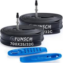 YunSCM 2pcs, 700 28c tube, Presta valve 48mm high rim 700x25/32c juoda