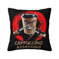 Cappuccino Assassino Coffee Lovers Italian Brainrot Meme Pillowcase Printed Fabric Cushion Cover Gift Throw Pillow Case Cover Peach skin 18*18(CM)-1Pcs