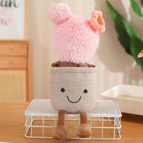 Cactus Seed Plant Plush Toy Succulent Plant Plush Stuffed Potted Flower Decoration Toy Creative Gift for Room Bookshelf Decor 35cm