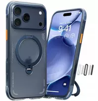Amazingthing Mėlynas TORRAS „Ostand Spin Air“ dėklas, skirtas „iPhone 17 Pro“, suderinamas su „MagSafe“ (rūko efektas vidurnakčio spalva) [N]