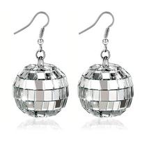 1 Pair 70S Silver Color Shiny Disco Ball Dangle Earrings For Women Cool  Jewelry Retro Round Drop Earrings 1 Pair