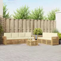 Lauko baldų komplektas Sofų komplektai 8 vnt. 7 vietos Balta ir kreminė Poliesteris