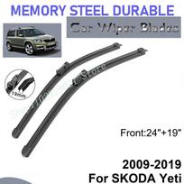 SKODA Yeti 2009-2019 24  + 19  Priekiniai valytuvų šluotelės Priekinio stiklo lango pjovimo priedai juoda