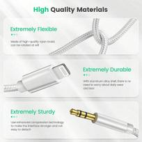 3.3FT/100cm Black/Silver AUX Cable, USB-C/Lightning To 3.5mm Audio Cable, Compatible With IPhone 14 13 12 11 Pro Max Plus Conversion Adapter Headphone 1M balta