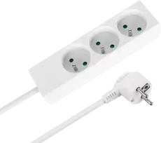 Prailgintuvas, 3 lizdai, 2 m, prancūziško tipo, be jungiklio (3x1,5 mm), Rebel baltas