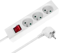 Prailgintuvas 3 lizdai 2m prancūziško tipo su jungikliu (3x1.5mm) Rebel balta