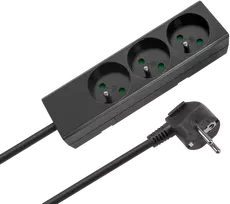 Prailgintuvas 3 lizdai 2m prancūziško tipo be jungiklio (3x1.5mm) Rebel juoda