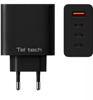 Teltech GaN USB / 3x USB-C 100W QC PD juoda TCH-08