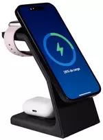 Indukcinis magnetinis įkroviklis 3in1 15W – iPhone, Apple Watch, AirPods, juodas