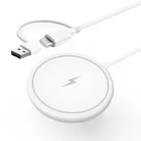 Indukcinis magnetinis įkroviklis Pantherise MagSafe 15W, USB-C/USB-A, baltas