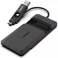 Aukey BENFEI SSD disko korpusas 2,5 colio SATA USB-C USB-A su UASP SATA III palaikymu, juodas