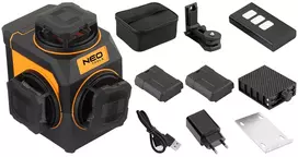 Neo Tools lazerinis 3D lazeris, 12 linijų, žalias, dėklas, magnetinis laikiklis