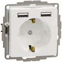 Kištukinis lizdas su įžeminimu + 2x USB-A įkrovimo lizdais Schneider Electric Sedna Design SDD111052 (baltas)