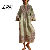 Kūdikio lėlės suknelė didelio dydžio moterims, laisvalaikio boho maxi suknelė, bohemiška siuvinėta su raštu, vasarinė ilga, kvėpuojanti, 3/4 rankovėmis, V formos iškirpte, plazdenanti, atostogoms S šviesiai žalios spalvos