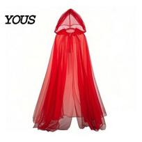 Lightweight Mesh Cape Hooded Cloak for Adults, 2 Layer Sheer Tulle Cape, Unisex Gothic Witch Queen Cosplay Costume Halloween Renaissance Accessories blue