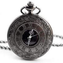 Roman Steampunk Antique Quartz Steel Men's Vintage Dial Pocket Watch with Bronze Chain Vintage juoda