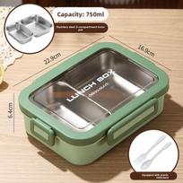 Stainless Steel Compartment Bento Box For School And Work With Leakproof Sealed Design Green 750ml