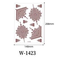 Floral Hand Tattoos Waterproof Reddish-Brown Tattoo Stickers Henna Temporary Tattoos  Mehndi Body Stickers For Neck Weddings