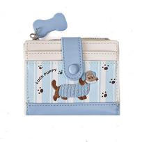 Pouch Dachshund Embroidery Coin Purse Dopamine Color Small Item Bag Cartoon Pu Wallet  Travel mėlyna