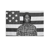 A$AP Rocky ASAP Amerikos Vėliava Rap Raperis Motyvacinis Įkvepiantis Biuro Sporto Salės Sienos Studentų Bendrabučio Dekoras 3x5ft Vėliava Tik Siuvimas 90 x 150cm pilka
