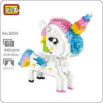 LOZ 9204 Animacinis filmas vaivorykštė arklys, gyvūnas, pabaisa, 3D modelis, „pasidaryk pats“ mini deimantiniai blokai, plytos, statybinis žaislas vaikams, dovanų be dėžutės