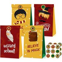 Harry Potter dovanų maišeliai 12 vnt. Rinkinys Magiški burtininkų dovanų maišeliai Gimtadieniui + Lipdukai yellow