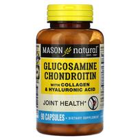 Mason Natural, Gliukozaminas su chondroitinu, kolagenu ir hialurono rūgštimi, 90 kapsulių