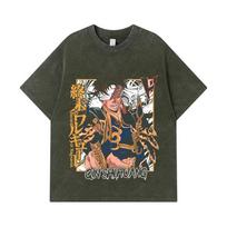 275 GSM Washed T-shirts 100% Cotton Record of Ragnarok V7 Print Unisex Heavy Cotton T Shirt S armijos žalia spalva