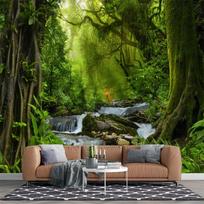 Forest Murals Waterfall Stream Wall Mural 3d Forest Wallpaper Home Decor 200 cm(W) x 140 cm(H)