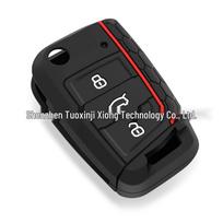 Volkswagen & Skoda 3-Button Silicone Car Key Case raudona