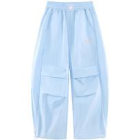 Disney Girls' Summer Pleated Cargo Wide-Leg Pants 160 mėlyna