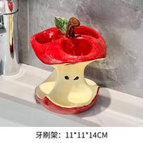 1PC high-value apple core toothbrush holder ceramic toothbrush base drain bathroom washstand creative bathroom good things