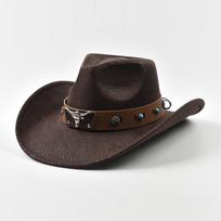 Fashion Cow Head Decorate Western Cowboy Hat  Vintage Gentleman Jazz Hats for Men Panama Cowgirl Hat Can Be Adjusted