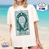 Mermaid Tarot Card T-Shirt: Siren Beachy Witchy Tee XL