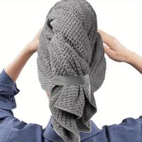 Ypač didelis mikropluošto plaukų rankšluostis-turbanas – Greitai džiūstantis turbanas su elastine juosta (Itin sugeriantis ir minkštas) chaki