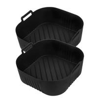 23cm kvadratinė oro keptuvės forma, skirta Philips Series 2000 NA230/00 COSORI 5.5L/6L/6.2L, daugkartinio naudojimo oro keptuvės priedai XXL black