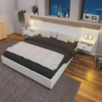 Dvigulės lovos komplektas su 2 LED naktiniais staliukais ir USB lizdu Lova C140 x 200 cm, 2 naktiniai staliukai Komplektas baltas (be čiužinio) balta