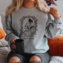 Pride and Prejudice Sweatshirt Jane Austen Hoodie Women Long Sleeve Crewneck Sweatshirt Vintage Graphic Hoodies Bookish Gifts S pilka spalva