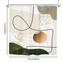 Mid-Century Green Abstract Shower Curtain - Simple Modern Aesthetic, Waterproof, Bathroom Decor W90XH180cm